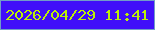 文字の大きさ：1、枠の色：729cc7、背景の色：400ff9、文字の色：bbf007 無料ブログパーツのブログ時計