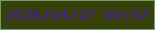 文字の大きさ：5、枠の色：729e6d、背景の色：354109、文字の色：43199e 無料ブログパーツのブログ時計
