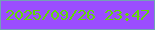 文字の大きさ：4、枠の色：72a1b6、背景の色：9b4dfe、文字の色：62d808 無料ブログパーツのブログ時計