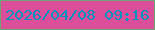 文字の大きさ：5、枠の色：72a373、背景の色：db4e99、文字の色：0593be 無料ブログパーツのブログ時計
