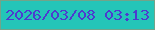 文字の大きさ：1、枠の色：72a489、背景の色：24c5b8、文字の色：4d3bcf 無料ブログパーツのブログ時計