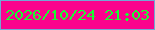 文字の大きさ：4、枠の色：72a8d4、背景の色：fa038d、文字の色：1afd32 無料ブログパーツのブログ時計