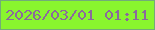文字の大きさ：5、枠の色：72ac78、背景の色：89f52e、文字の色：8b699c 無料ブログパーツのブログ時計