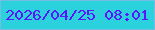 文字の大きさ：2、枠の色：72bde2、背景の色：2cd1de、文字の色：5a17fa 無料ブログパーツのブログ時計