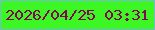 文字の大きさ：4、枠の色：72bece、背景の色：3cf724、文字の色：820751 無料ブログパーツのブログ時計