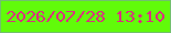文字の大きさ：3、枠の色：72c06d、背景の色：61fb0a、文字の色：db317f 無料ブログパーツのブログ時計