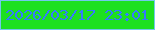 文字の大きさ：5、枠の色：72c8ec、背景の色：1de021、文字の色：357afe 無料ブログパーツのブログ時計