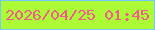 文字の大きさ：4、枠の色：72c9ff、背景の色：adfa37、文字の色：ef5e8b 無料ブログパーツのブログ時計