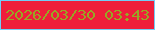 文字の大きさ：2、枠の色：72cdf6、背景の色：ef1e3b、文字の色：97a724 無料ブログパーツのブログ時計