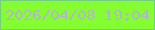 文字の大きさ：3、枠の色：72cf7a、背景の色：84fd31、文字の色：b5b4cf 無料ブログパーツのブログ時計