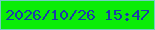 文字の大きさ：5、枠の色：72cfc1、背景の色：0aed07、文字の色：1a3ba8 無料ブログパーツのブログ時計