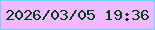 文字の大きさ：3、枠の色：72cff9、背景の色：f1b9ff、文字の色：033e15 無料ブログパーツのブログ時計