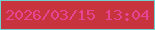 文字の大きさ：1、枠の色：72d1ce、背景の色：c7343d、文字の色：e84494 無料ブログパーツのブログ時計
