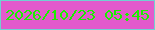 文字の大きさ：2、枠の色：72d1d1、背景の色：e35acc、文字の色：1cef00 無料ブログパーツのブログ時計