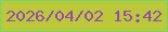 文字の大きさ：1、枠の色：72d669、背景の色：bbc839、文字の色：984aaa 無料ブログパーツのブログ時計