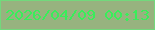 文字の大きさ：3、枠の色：72d97c、背景の色：97b37f、文字の色：39ee5a 無料ブログパーツのブログ時計