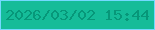 文字の大きさ：2、枠の色：72d9ff、背景の色：15bc99、文字の色：079779 無料ブログパーツのブログ時計