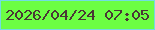 文字の大きさ：1、枠の色：72dce1、背景の色：6cfe43、文字の色：4a3735 無料ブログパーツのブログ時計