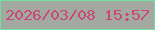 文字の大きさ：3、枠の色：72dfa1、背景の色：a1a9a0、文字の色：cb4779 無料ブログパーツのブログ時計