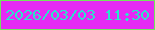 文字の大きさ：4、枠の色：72e65c、背景の色：e52af4、文字の色：2ae5cb 無料ブログパーツのブログ時計