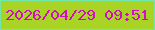 文字の大きさ：5、枠の色：72e7aa、背景の色：a9d325、文字の色：d00fc0 無料ブログパーツのブログ時計
