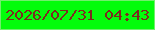 文字の大きさ：4、枠の色：72ee6d、背景の色：03fc0b、文字の色：7d2b20 無料ブログパーツのブログ時計