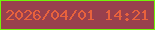 文字の大きさ：4、枠の色：72f209、背景の色：98404d、文字の色：e8623d 無料ブログパーツのブログ時計