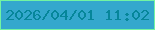 文字の大きさ：2、枠の色：72f4a2、背景の色：34a8cd、文字の色：06869a 無料ブログパーツのブログ時計