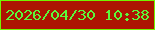 文字の大きさ：2、枠の色：72f501、背景の色：ac1502、文字の色：5bf93b 無料ブログパーツのブログ時計