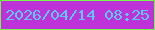 文字の大きさ：3、枠の色：72fa46、背景の色：be32da、文字の色：5bcaf8 無料ブログパーツのブログ時計