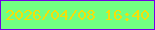 文字の大きさ：2、枠の色：7300e6、背景の色：72ff82、文字の色：f5df09 無料ブログパーツのブログ時計