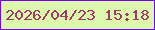 文字の大きさ：5、枠の色：7303f2、背景の色：dcf8ac、文字の色：a23868 無料ブログパーツのブログ時計