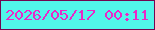 文字の大きさ：4、枠の色：730651、背景の色：51f6ea、文字の色：eb27c7 無料ブログパーツのブログ時計