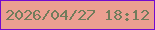 文字の大きさ：2、枠の色：730acf、背景の色：eb9f91、文字の色：717c5b 無料ブログパーツのブログ時計