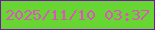文字の大きさ：2、枠の色：7315ad、背景の色：67d632、文字の色：e052bf 無料ブログパーツのブログ時計