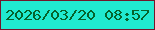 文字の大きさ：4、枠の色：73162a、背景の色：20ead0、文字の色：05632b 無料ブログパーツのブログ時計