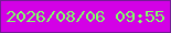 文字の大きさ：2、枠の色：731c95、背景の色：d301e6、文字の色：82ff67 無料ブログパーツのブログ時計