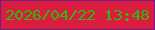 文字の大きさ：1、枠の色：731d88、背景の色：da1d3f、文字の色：2db910 無料ブログパーツのブログ時計