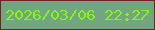 文字の大きさ：5、枠の色：732127、背景の色：74a581、文字の色：85f714 無料ブログパーツのブログ時計