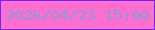 文字の大きさ：4、枠の色：7322fd、背景の色：fd6ecd、文字の色：8c97e4 無料ブログパーツのブログ時計