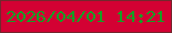 文字の大きさ：1、枠の色：73272d、背景の色：d30133、文字の色：14a024 無料ブログパーツのブログ時計