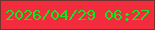 文字の大きさ：4、枠の色：73342f、背景の色：f32c3d、文字の色：0fe820 無料ブログパーツのブログ時計