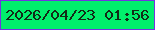 文字の大きさ：4、枠の色：7334e1、背景の色：01ef6c、文字の色：122b17 無料ブログパーツのブログ時計