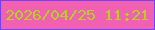 文字の大きさ：4、枠の色：7341fe、背景の色：f261b1、文字の色：b5d11f 無料ブログパーツのブログ時計