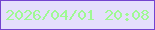 文字の大きさ：5、枠の色：7344cf、背景の色：e5dffc、文字の色：9ff993 無料ブログパーツのブログ時計