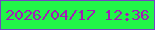 文字の大きさ：2、枠の色：7345c3、背景の色：22f548、文字の色：a31cb7 無料ブログパーツのブログ時計