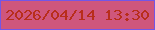 文字の大きさ：4、枠の色：7356e6、背景の色：cf567c、文字の色：b82d1b 無料ブログパーツのブログ時計
