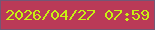 文字の大きさ：5、枠の色：735775、背景の色：ba3a57、文字の色：c8f113 無料ブログパーツのブログ時計