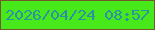 文字の大きさ：2、枠の色：73582b、背景の色：47e91a、文字の色：2c91a4 無料ブログパーツのブログ時計