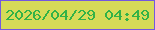 文字の大きさ：4、枠の色：7359df、背景の色：d6db58、文字の色：32b247 無料ブログパーツのブログ時計